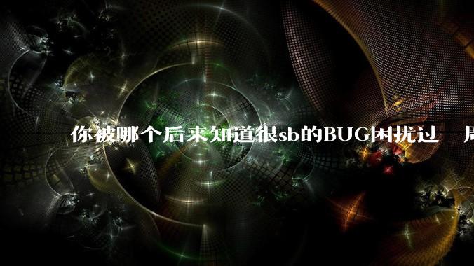 你被哪个后来知道很sb的BUG困扰过一周以上吗？