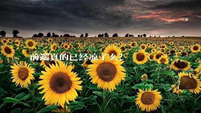 前端真的已经凉了么？